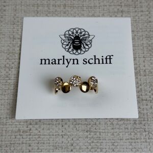 Marlyn Schiff Gold Tone Disc Pave Adjustable Ring